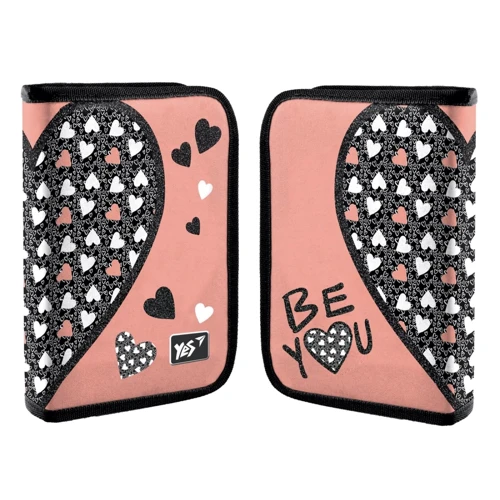 Пенал твердый YES одинарный с двумя клапанами HP-04 Be YOU, черный/розовый (533066)