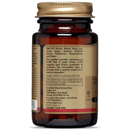 Solgar 5-HTP 100 mg 90 Veggie Caps 5-ГИДРОКСИ L-ТРИПТОФАН: Форма выпуска Капсулы