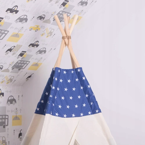 Детская палатка Springos Tipi XXL вигвам бело-синяя (TIP08)
