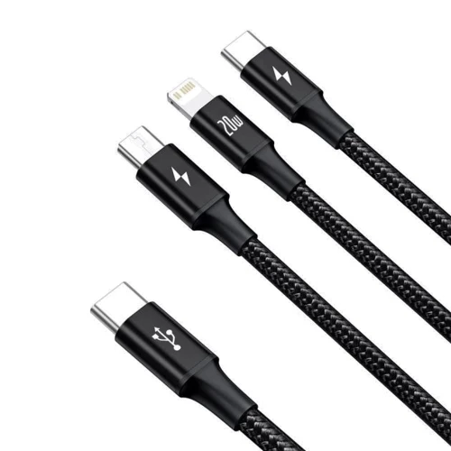 Кабель Baseus Cable USB-C to Lightning/microUSB/USB-C Rapid 1.5m Black (CAMLT-SC01): Тип USB-C - Lightning/microUSB/USB-C