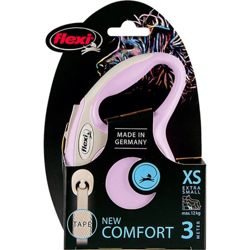 Поводок-рулетка Flexi New Comfort XS до 12 кг 3 м рожевий (4000498043400): Тип шнура Стрічка