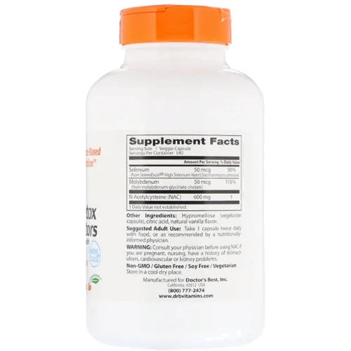 Doctor's Best, NAC Detox Regulators, 180 Veggie Caps (DRB-00517): Тип N-ацетилцистеїн