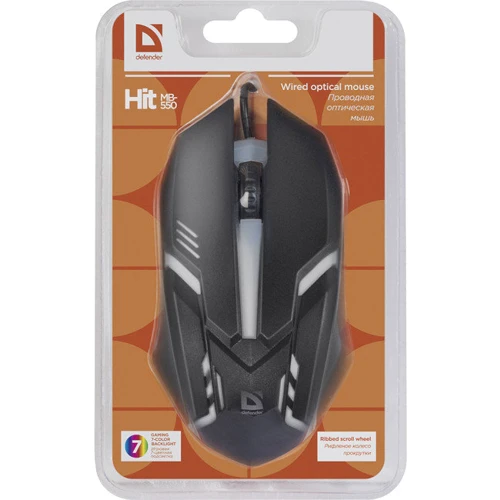 Мышь Defender Hit MB-550 Black (52550): Эргономика симметричная для левшей
