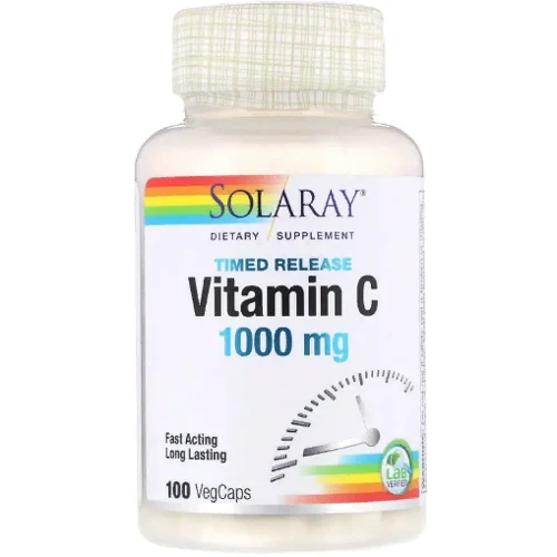 Solaray Timed Release Vitamin C 1.000 mg Витамин С 100 веганских капсул