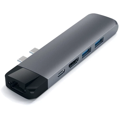 Адаптер Satechi Adapter USB-C to USB-C+micro SD+HDMI+2xUSB3.0+RJ45 Space Grey (ST-TCPHEM): Колір сірий