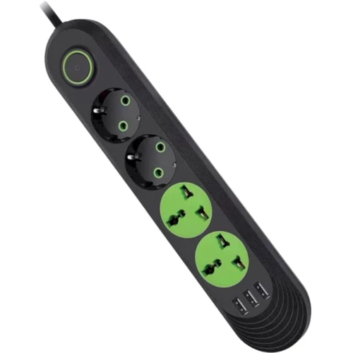 Сетевой фильтр Voltronic Power F01U Black 4 розетки 3xUSB 1.5м (F01U-BLACK): Количество розеток, шт 4