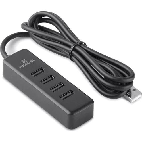 Адаптер REAL-EL Adapter USB to 4xUSB2.0 HQ-175 Black (EL123110008): Цвет черный