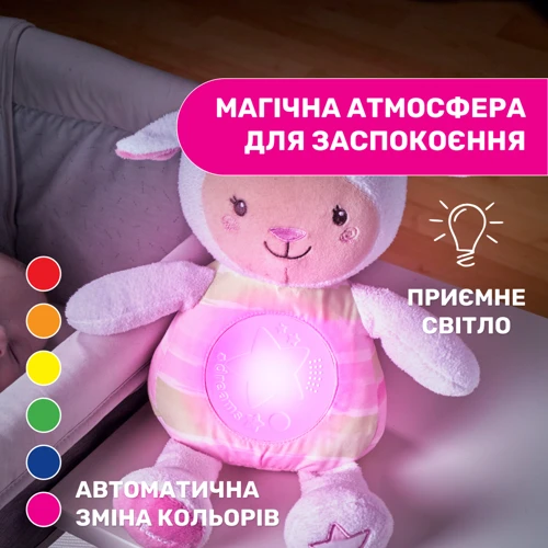 Інтерактивна іграшка Chicco Овечка рожева (09090.10): Матеріал Пластмаса, Тканина