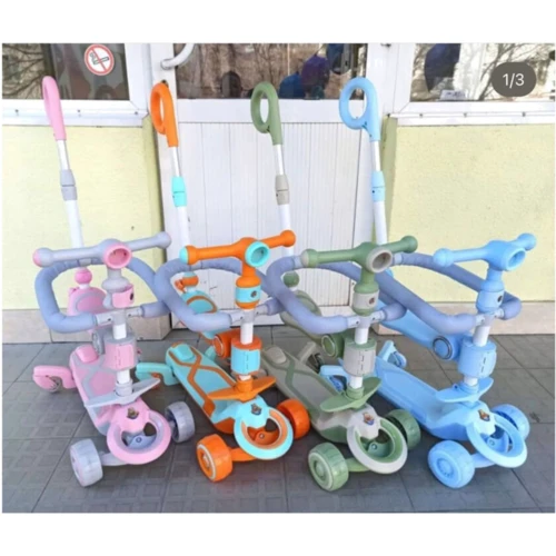Самокат дитячий 5 в1 Maraton Baby Care 388 блакитний: Кількість коліс 4