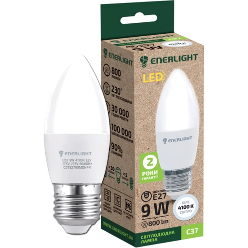 Светодиодная лампа LED ENERLIGHT С37 9Вт 4100K E27