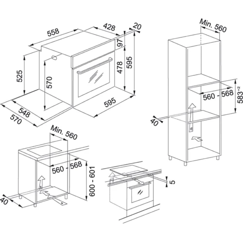 Духовой шкаф электрический Franke FSM 86 H WH: Размеры 59.5x59.5x57 см