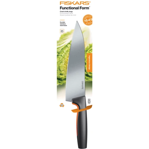 Ніж Fiskars кухарський великий FF 20 см (1057534): Особливості Нековзне покриття рукоятки