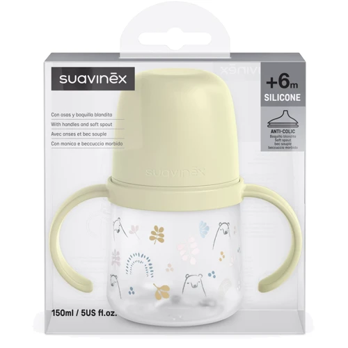 Чашка с силиконовим носиком Suavinex Bear family 150 мл +6 месяцев зеленая (308676): Обьем, мл 150