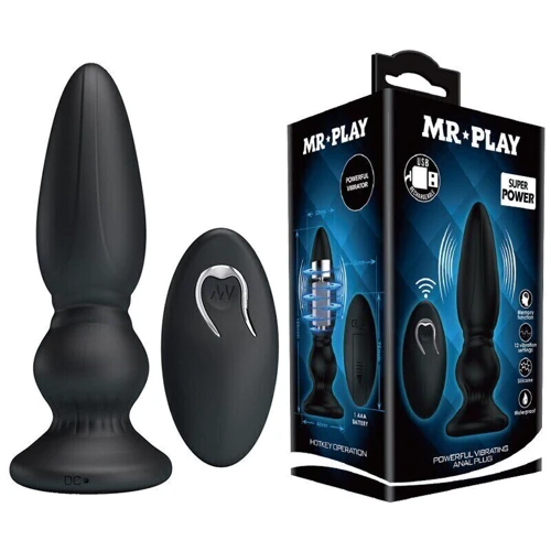 Анальный стимулятор с вибрацией и пультом ДУ - MR PLAY Super Power, BI-040086W-MR