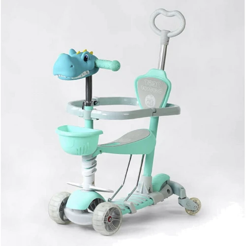 Самокат с родительской ручкой 5в1 Best Scooter Р-35108 бирюзовый