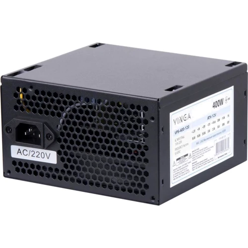 Блок питания Vinga 400W (VPS-400-120): Коннекторы 20+4 pin / 4 pin / HDD (IDE):2 / SATA:2 / FDD:1
