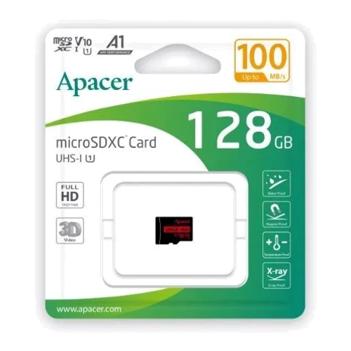Карта памяти Apacer 128GB microSDXC Class 10 UHS-I V10 A1 (AP128GMCSX10UB-RA): Тип карты MicroSDXC