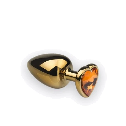 Анальная пробка CRYSTAL Gold Heart Citrine, L