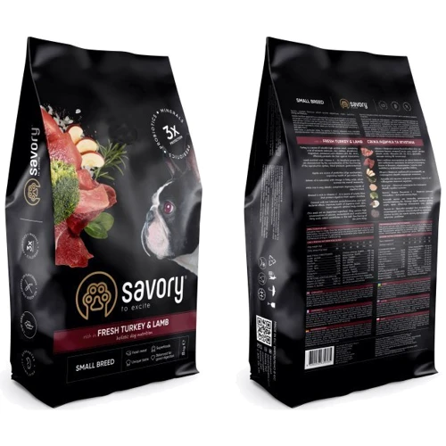 Сухий корм Savory для собак малих порід зі свіжим м'ясом індички і ягнятиною, 8 кг (4820232630365): Тип Сухий корм