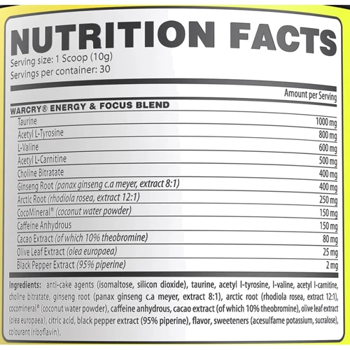 Передтренувальний комплекс Genius Nutrition Warcry Energy 300 g / 30 servings / Energy Fruits: Форма випуску порошок