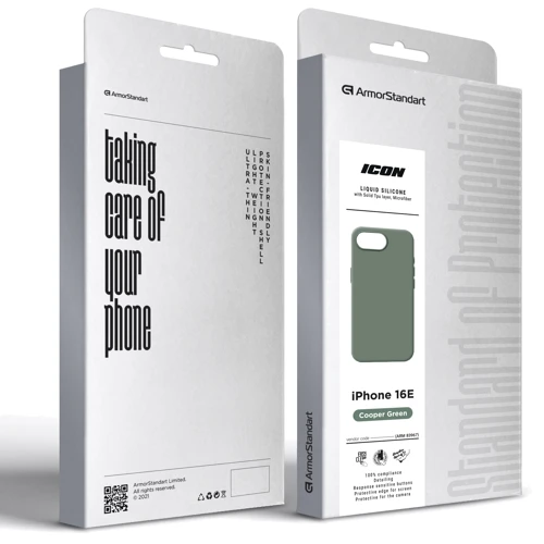 Чохол для iPhone ArmorStandart ICON2 Case Copper Green для iPhone 16e (ARM83967): Матеріали Силикон