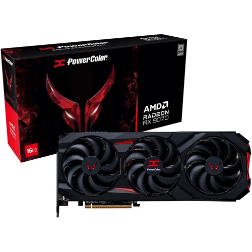 Видеокарта PowerColor AMD Radeon RX RX 9070 16GB GDDR6 (RX9070 16G-E/OC): Исполнение Трехслотовое