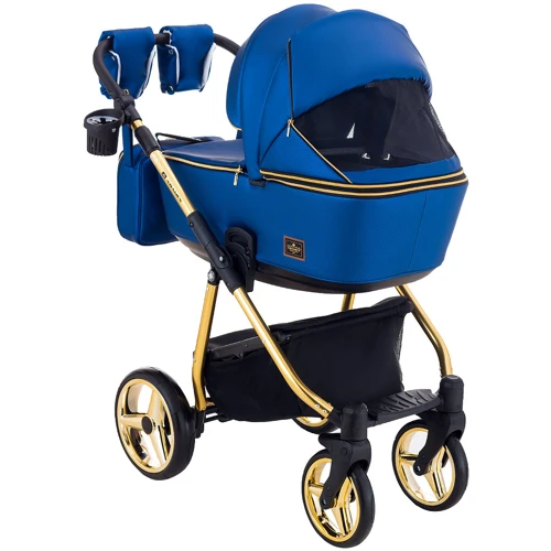 Універсальна коляска 2 в 1 Adamex Sierra Polar (Gold) шкіра 100% Y220 темно-синій перламутр: Стать дитини хлопчик