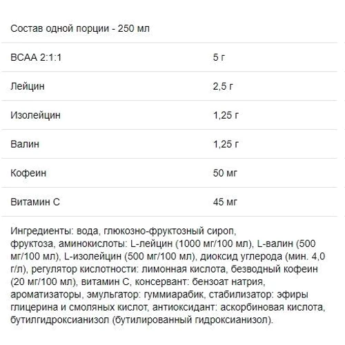Аминокислота для спорта Power Pro BCAA Energy 250 ml Lemon: Вкус Лимон