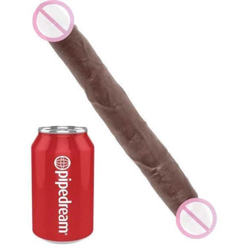 Двойной фаллоимитатор King Cock 12" Slim Double Dildo, 30x3.3 см, коричневый
