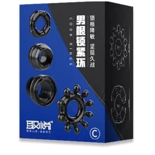 Набор из 4 эрекционных колец STAY HARD Cock Ring Set Black, LN5015: Производитель LICHAO