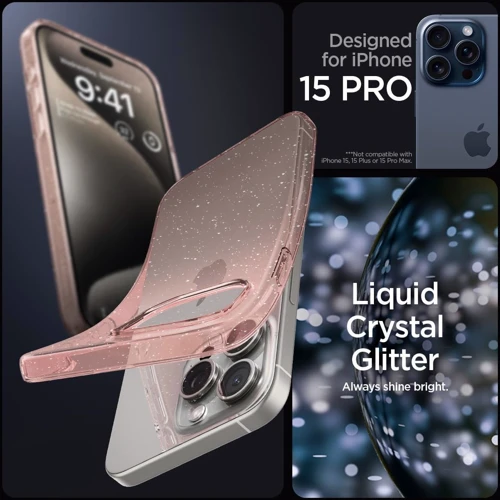 Чохол для iPhone Spigen Liquid Crystal Glitter Rose Quartz (ACS06702) для iPhone 15 Pro: Колір рожевий