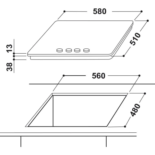 Варочная поверхность Indesit THP 641 IX/I: Рабочая поверхность нержавеющая сталь