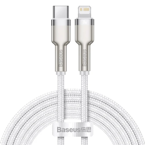 Кабель Baseus Cable USB-C to Lightning Cafule Metal PD 20W 2m White (CATLJK-B02)