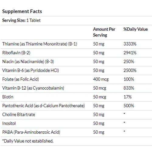 Nature's Life B- 50 Complex, 100 Tablets (NLI-00136): Форма випуску таблетки