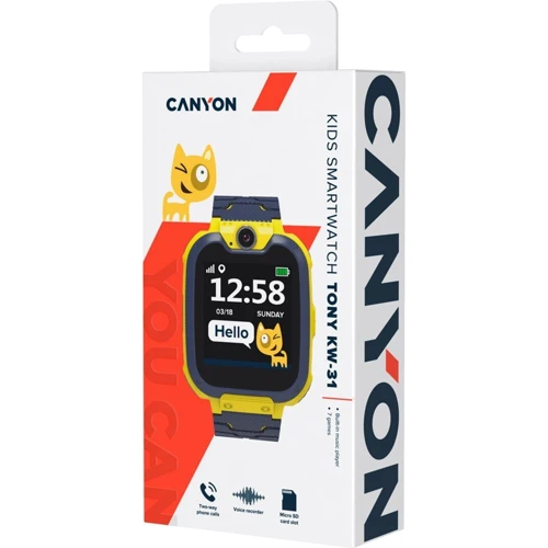 Смарт-часы Canyon Tony Kids KW-31 Yellow-Grey: Время работы до 4 дней