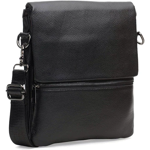 Чоловіча сумка планшет Borsa Leather чорна (K12056-black): Фактура матова, Зерниста