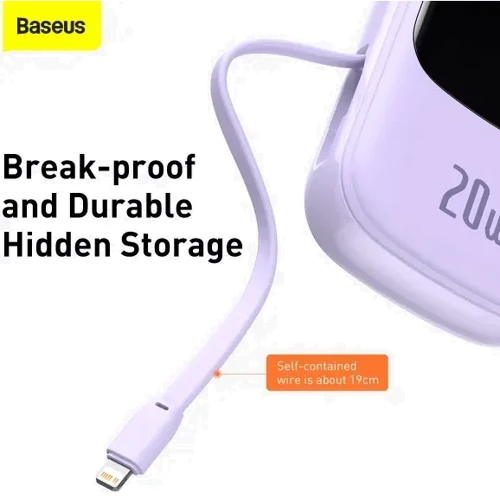 Внешний аккумулятор Baseus Power Bank 20000mAh Qpow Display Quick Charging 20W Purple (PPQD-H05)