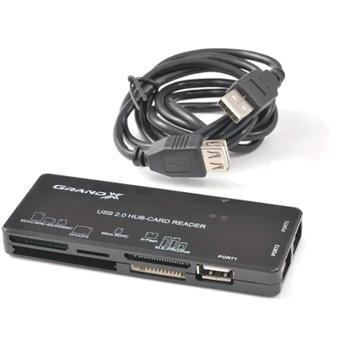 Аксессуар для ноутбуков USB хаб + мультикартридер + 1,2m USB cable Grand-X (GHC-301) фото 5
