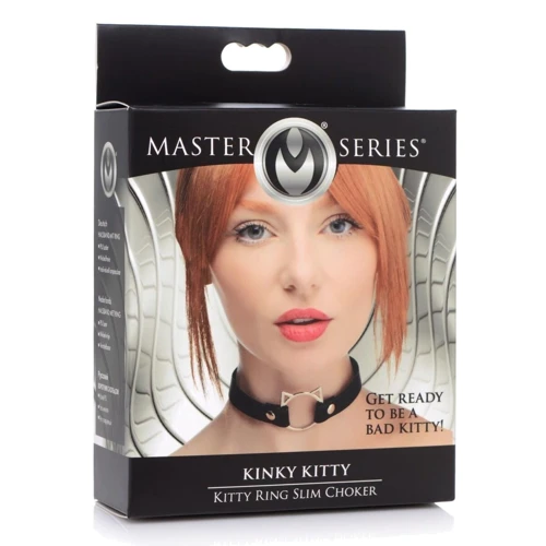Чокер Master Series Kinky Kitty Ring Slim Choker Black