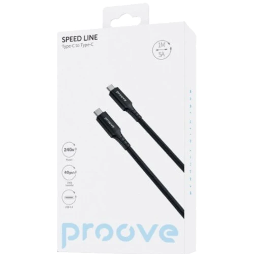 Кабель Proove Cable USB-C to USB-C Speed Line 240W USB 4.0 1m Black (CCSL60002201): Тип USB-C - USB-C