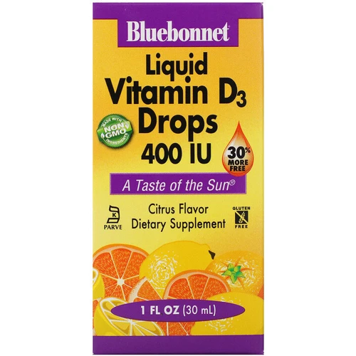 Bluebonnet Nutrition, Liquid Vitamin D3 Drops, Natural Citrus Flavor, 400 IU, 1 fl oz (30 ml) (372)