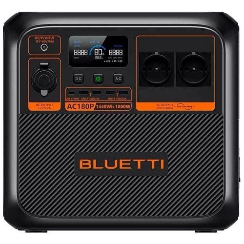 Зарядна станція Bluetti AC180P 1440Wh 1800W UA: Роз'єми для підзарядки DC-разъем, Зарядка от солнечной панели, Зарядка от сети, Зарядка от автомобиля
