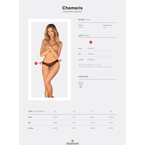 Трусики Obsessive Chemeris crotchless panties Вlack, M/L