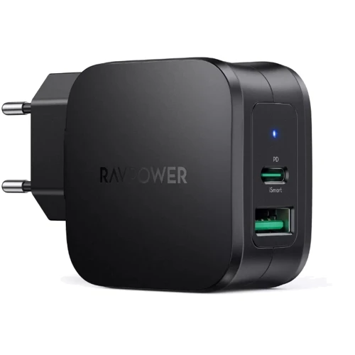 

RavPower Wall Charger USB+USB-C Pioneer 30W Black (RP-PC144)