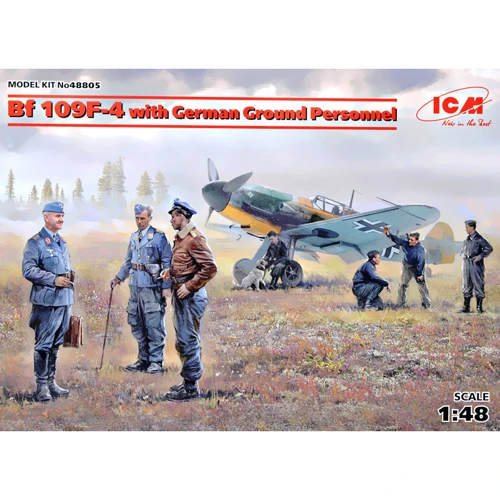 Винищувач ICM Bf 109F-4 з німецьким наземним персоналом