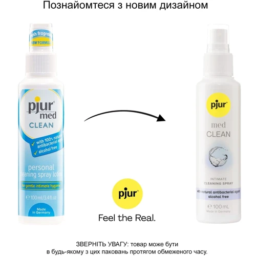 Очищающий спрей pjur med CLEAN 100 мл для нежной кожи и игрушек, антибактериальный