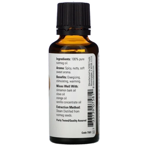 Now Foods Essential Oils Nutmeg Эфирное масло мускатного ореха 30 ml: Классификация Натуральная