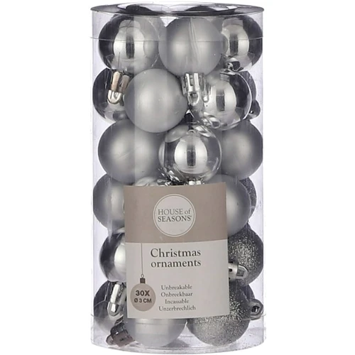 

Набор елочных шаров House of Seasons Ø 3 см 30 шт Серебристых (8718861797381)