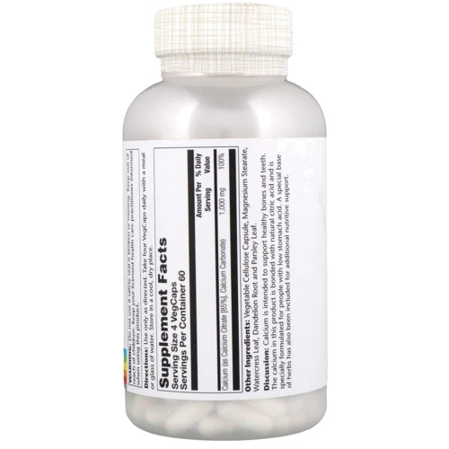 Solaray Calcium Citrate, 1000 mg, 240 VegCaps (SOR-45852)