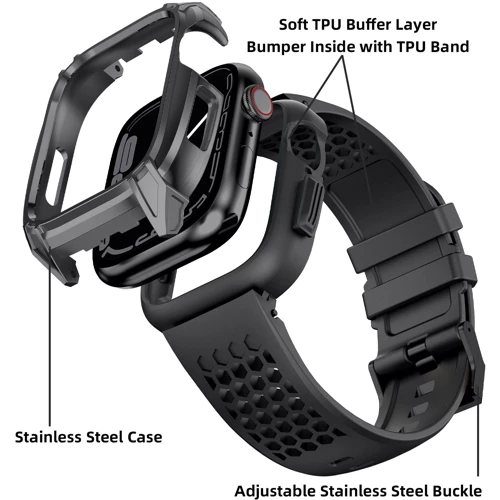 Аксессуар для Watch Rubber TPU with Metal Case Grey (FLS181110) for Apple Watch 44/45/49mm Ultra: Совместимость Apple Watch 49mm, Apple Watch 45mm, Apple Watch 44mm